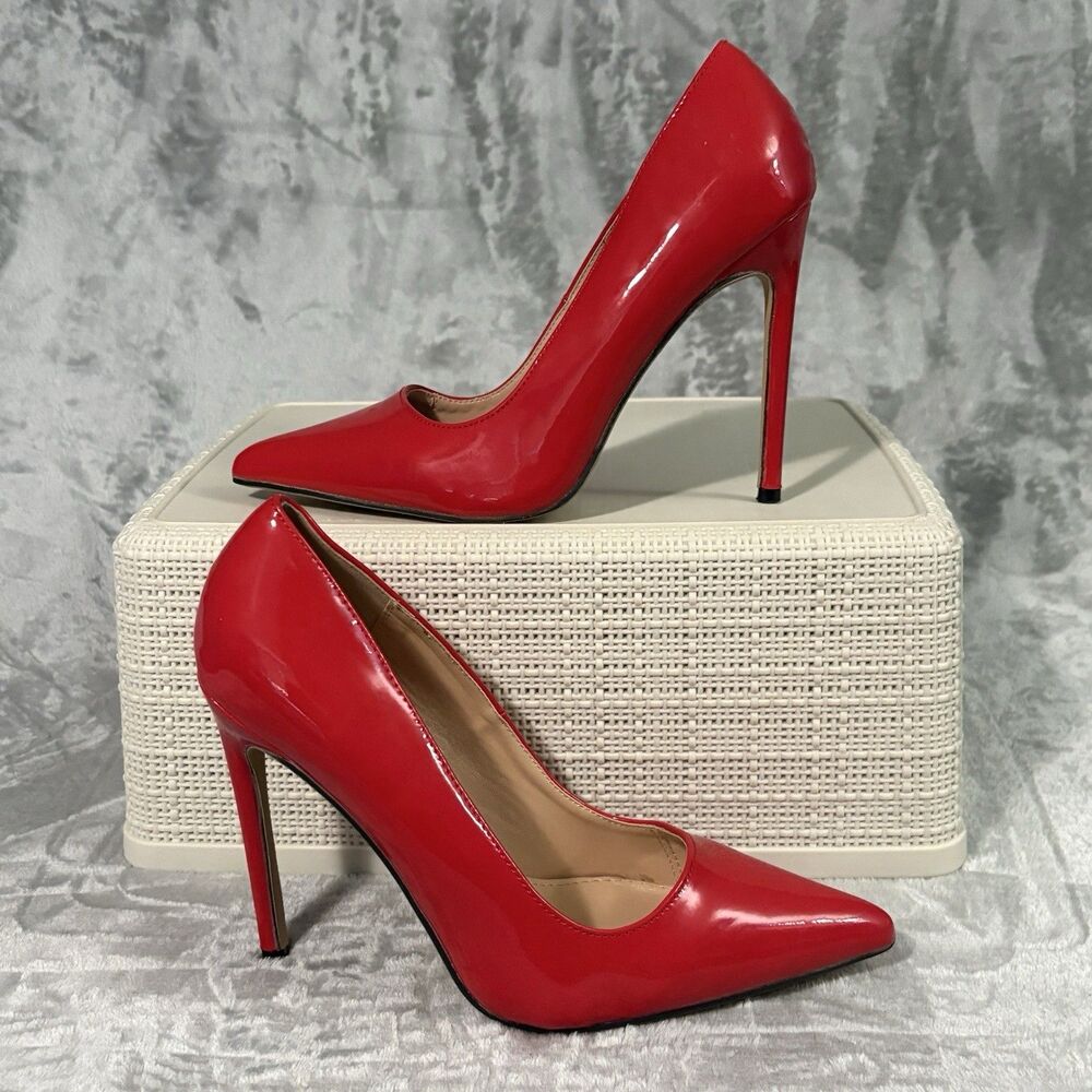Red Patent Leather Pointed-Toe Stiletto High Heels Women’s Size 40 (US 9) Y2K